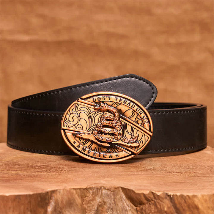 Cinturón de cuero con navaja plegable oculta de serpiente de bronce rojo para hombre - Serpiente - Cinturón de PU negro - 42 - image 5