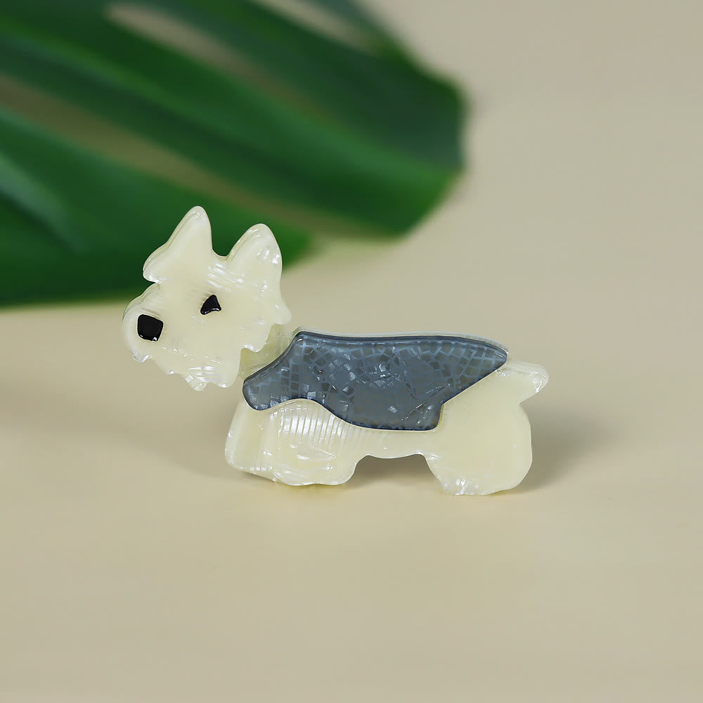 Lindo broche de perro Schnauzer de acrílico hecho a mano y de moda - azul y blanco - image 1