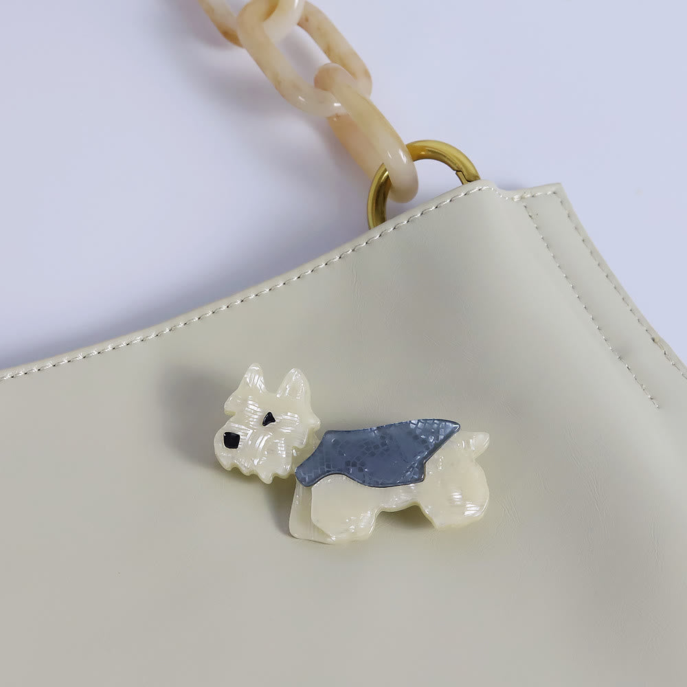 Lindo broche de perro Schnauzer de acrílico hecho a mano y de moda - image 3