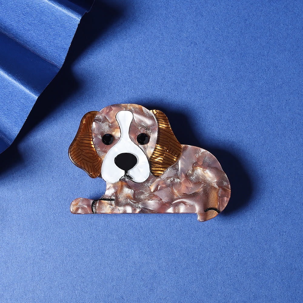 Broche de acrílico con forma de perrito lindo hecho a mano - Marrón - image 1