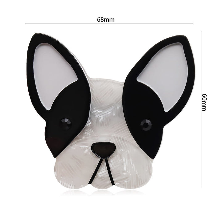 Precioso broche de acrílico con forma de perro en blanco y negro hecho a mano - image 5
