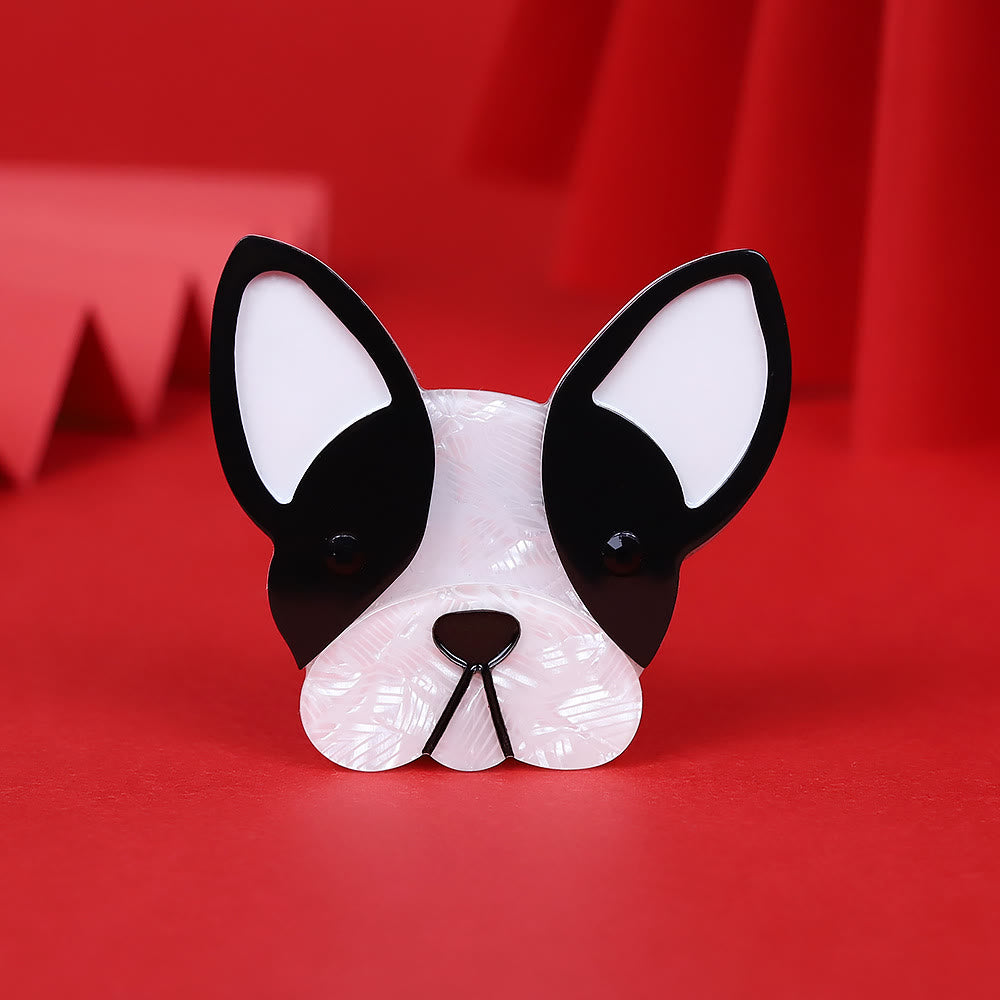 Precioso broche de acrílico con forma de perro en blanco y negro hecho a mano - Blanco y negro - image 1