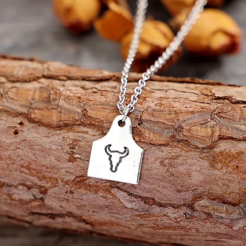 Collar de acero inoxidable con inicial de mini etiqueta de ganado de plata personalizado - image 6