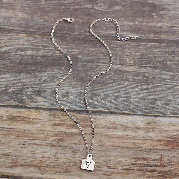Collar de acero inoxidable con inicial de mini etiqueta de ganado de plata personalizado - image 8