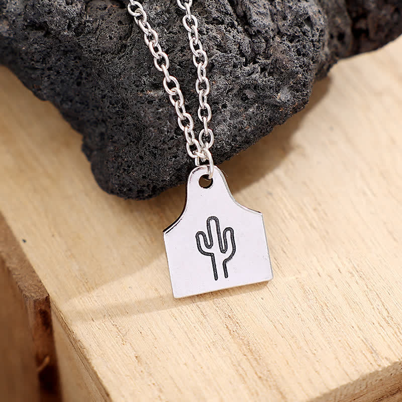 Collar de acero inoxidable con inicial de mini etiqueta de ganado de plata personalizado - image 5