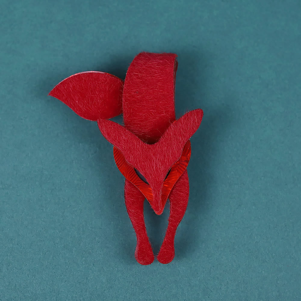 Broche de acrílico hecho a mano de zorro rojo - Rojo - image 1