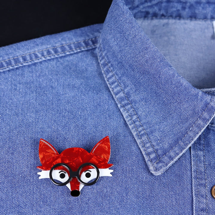 Broche de acrílico unisex y bonito con forma de cabeza de zorro, hecho a mano - image 3