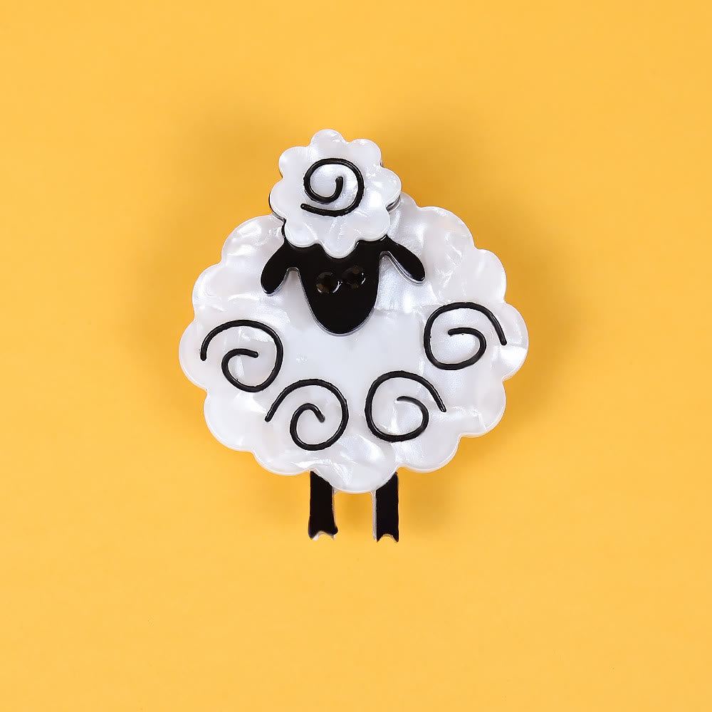 Broche de acrílico hecho a mano con forma de oveja, accesorios de moda para animales. - Blanco - image 1