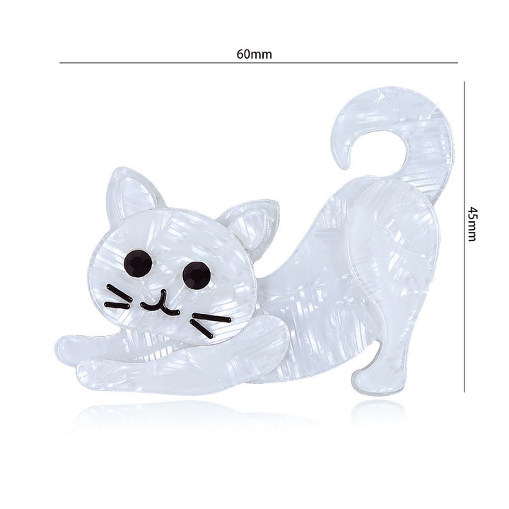 Broche de acrílico hecho a mano con diseño de gato blanco y encantador accesorio - image 4