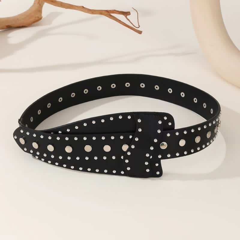 Cinturón de corsé de cuero con hebilla de botón y remaches elegante para mujer - image 3
