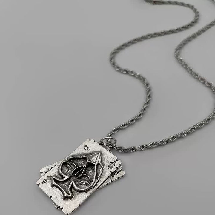 Collar unisex de metal con diseño de póker estilo hip hop - Póquer A - 27,56 pulgadas / 70 cm - image 4