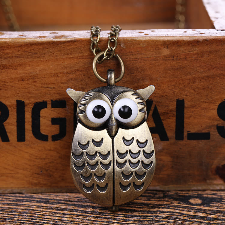 Reloj de bolsillo unisex de cuarzo retro con diseño de búho y cadena larga - image 2