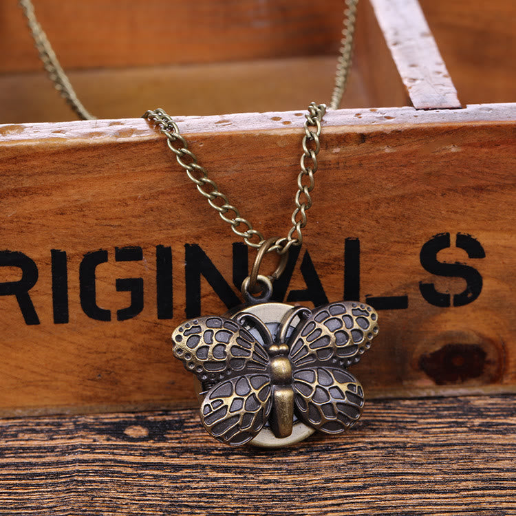 Reloj de bolsillo de cuarzo con forma de mariposa, estilo retro creativo - image 1