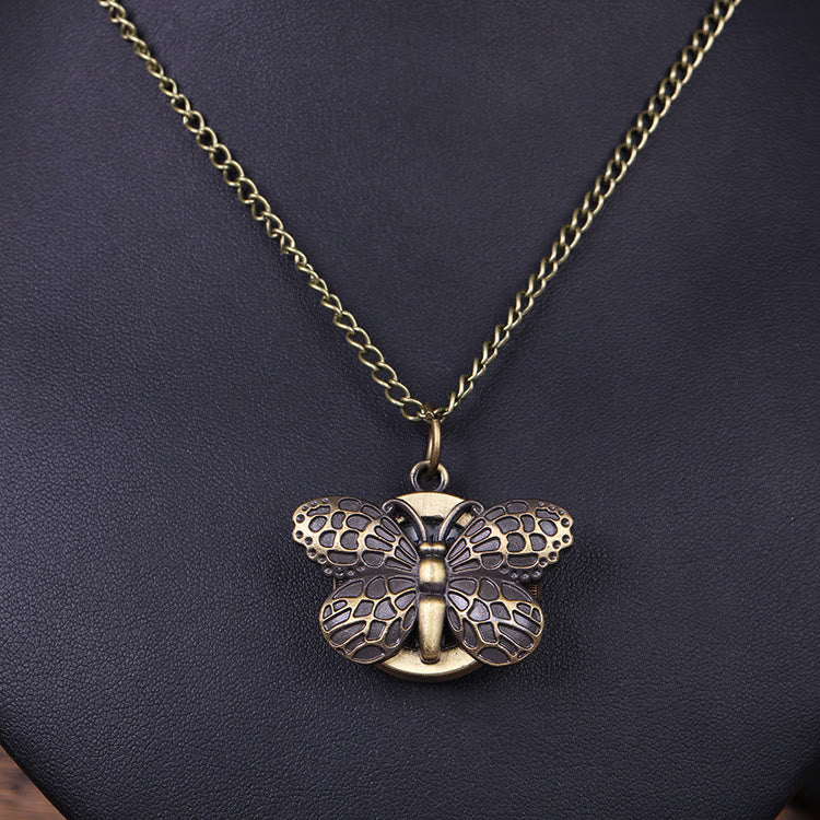 Reloj de bolsillo de cuarzo con forma de mariposa, estilo retro creativo - image 2