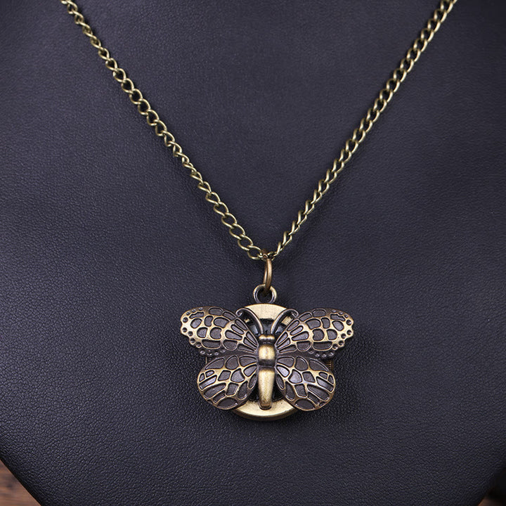 Reloj de bolsillo de cuarzo con forma de mariposa, estilo retro creativo - image 2