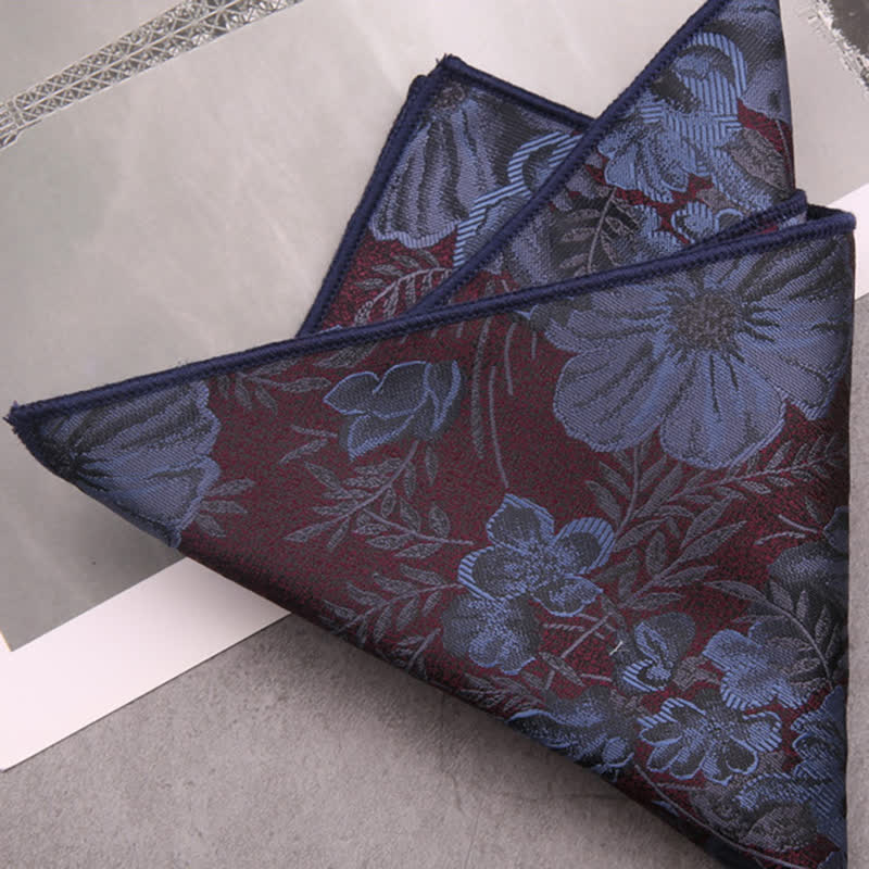 Elegante corbata floral azul aciano para hombre - Azul aciano - Solo pañuelo de bolsillo - image 2