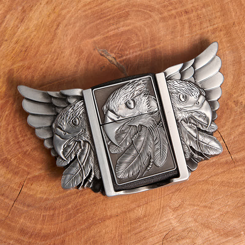 Cinturón de cuero Mighty Eagle plateado para hombre con encendedor oculto, hecho a mano - image 4