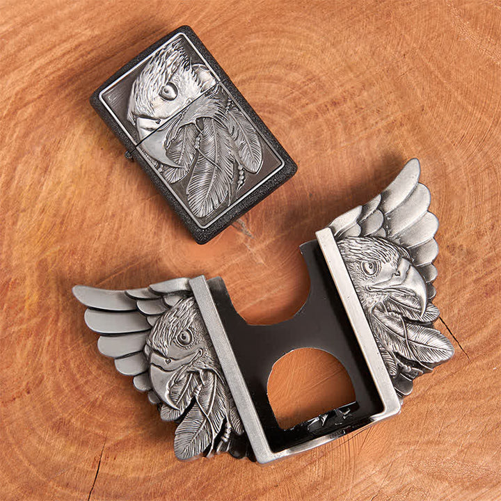 Cinturón de cuero Mighty Eagle plateado para hombre con encendedor oculto, hecho a mano - image 5