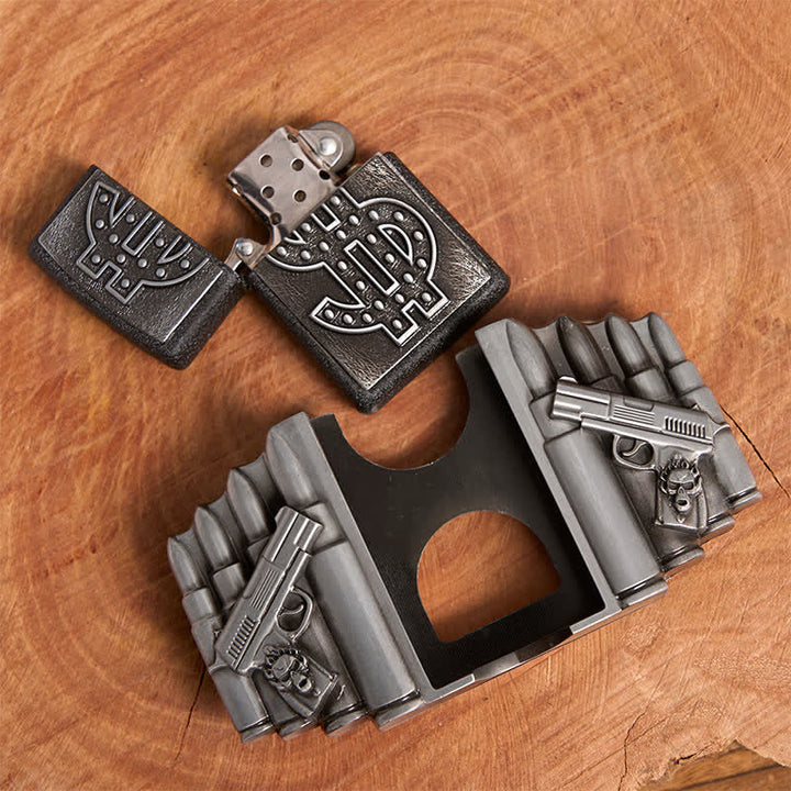Cinturón de cuero plateado con dos pistolas y balas para hombre, con encendedor oculto, hecho a mano - image 5