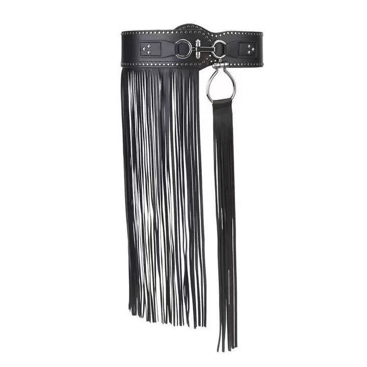 Cinturón de corsé de cuero con borlas estilo hippie de vaquero occidental para mujer - Cinturilla elástica con borlas - image 7