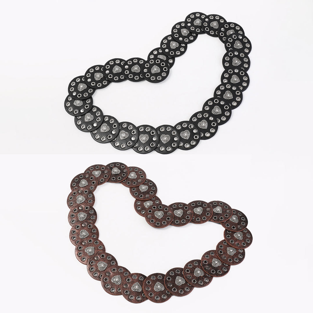 Cinturón de cuero para mujer, redondo, hueco y exquisito, en negro y marrón rojizo. - image 6