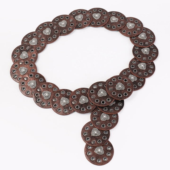 Cinturón de cuero para mujer, redondo, hueco y exquisito, en negro y marrón rojizo. - image 9