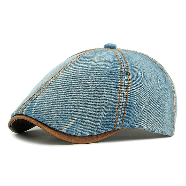 Boina vaquera lavada retro británica unisex - Azul medio - Adjustable (21 5/8"-23 1/4") - image 6
