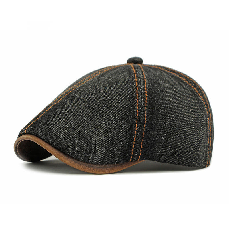 Boina vaquera lavada retro británica unisex - Negro - Adjustable (21 5/8"-23 1/4") - image 4