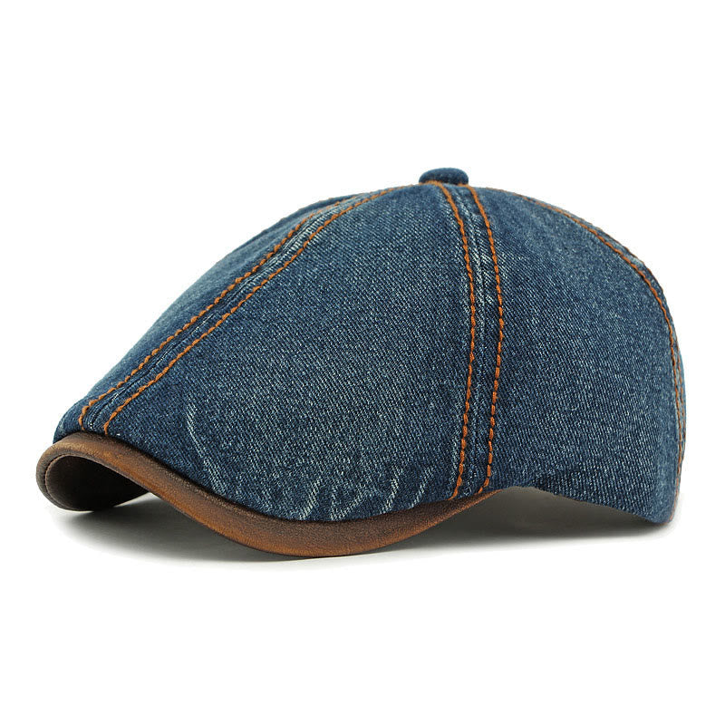 Boina vaquera lavada retro británica unisex - Azul oscuro - Adjustable (21 5/8"-23 1/4") - image 1