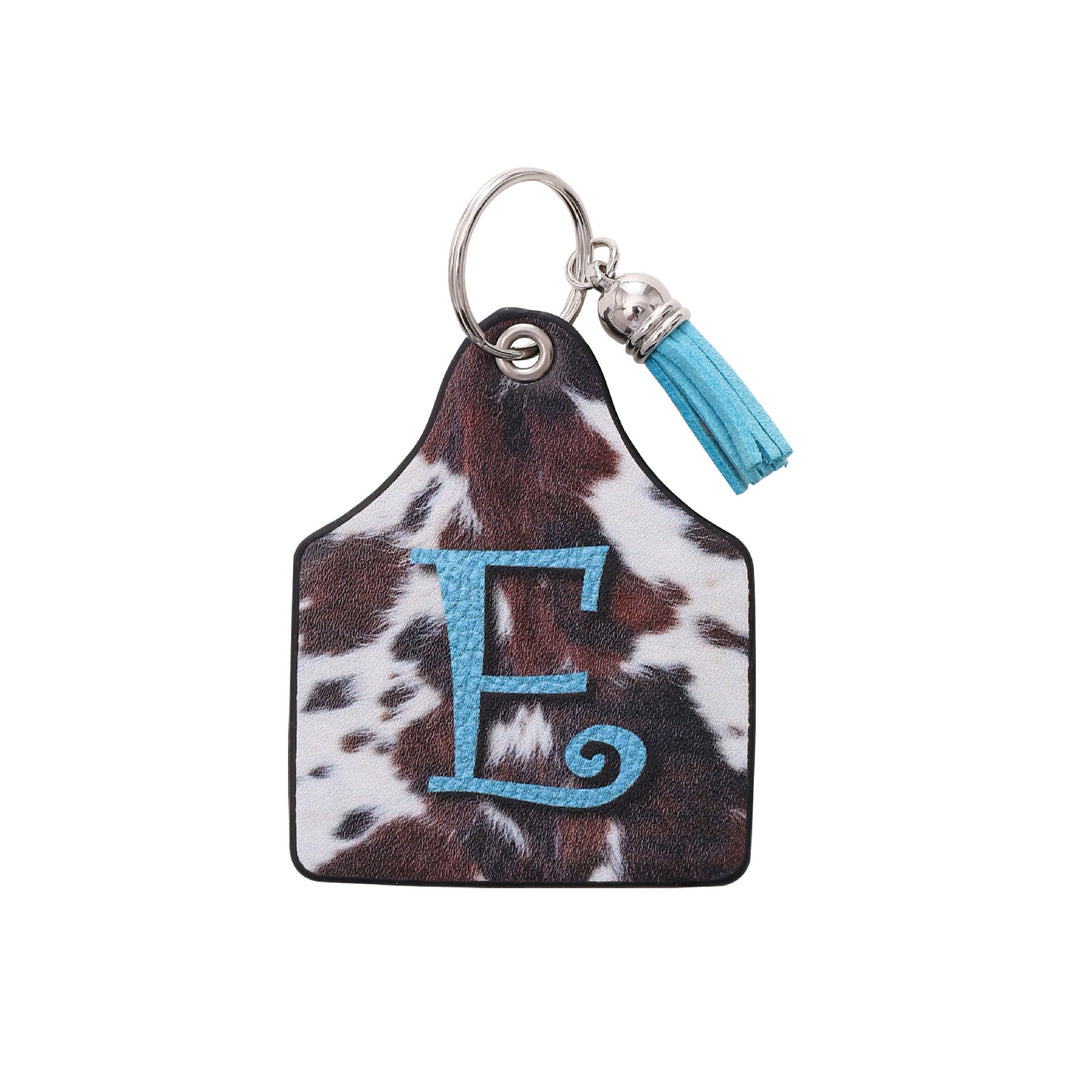 Llavero de cuero con estampado de vaca de granja del oeste vintage y letras impresas - mi - image 7