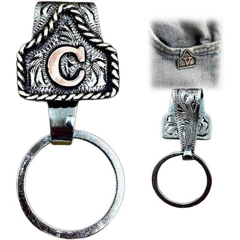 Llavero de metal con letras retro estilo vaquero occidental - C - image 5