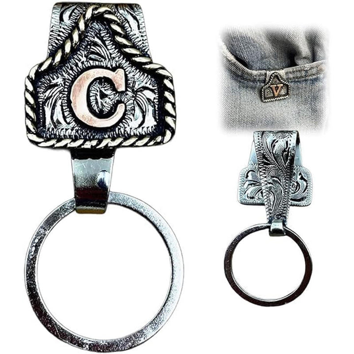 Llavero de metal con letras retro estilo vaquero occidental - C - image 5