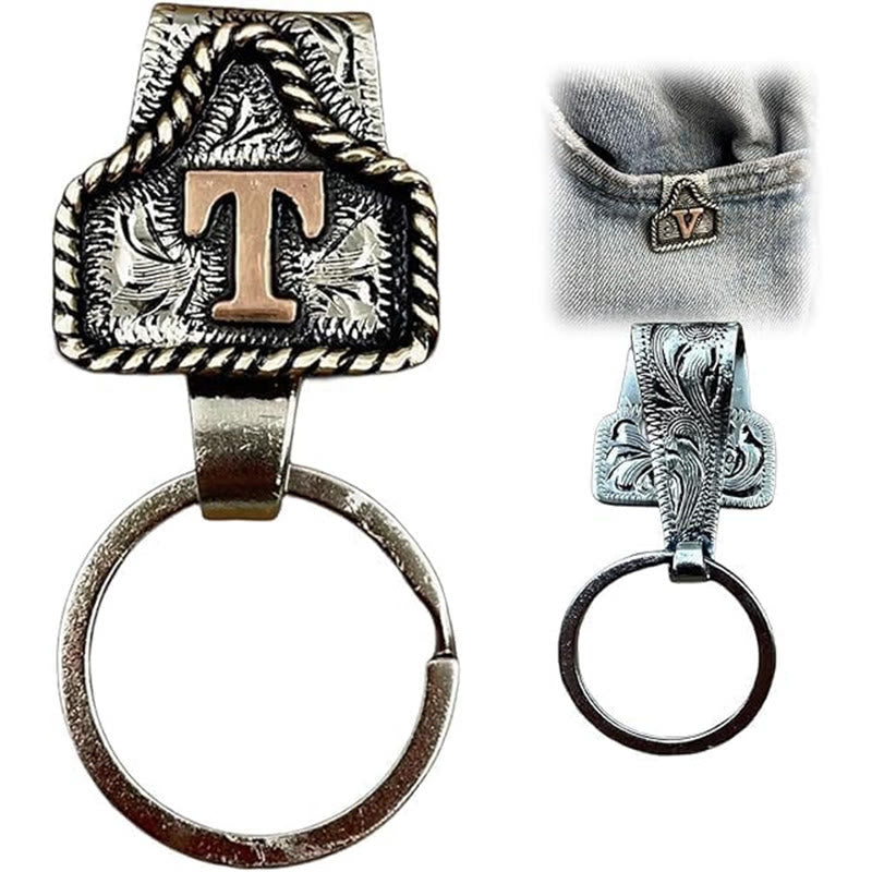 Llavero de metal con letras retro estilo vaquero occidental - T - image 21