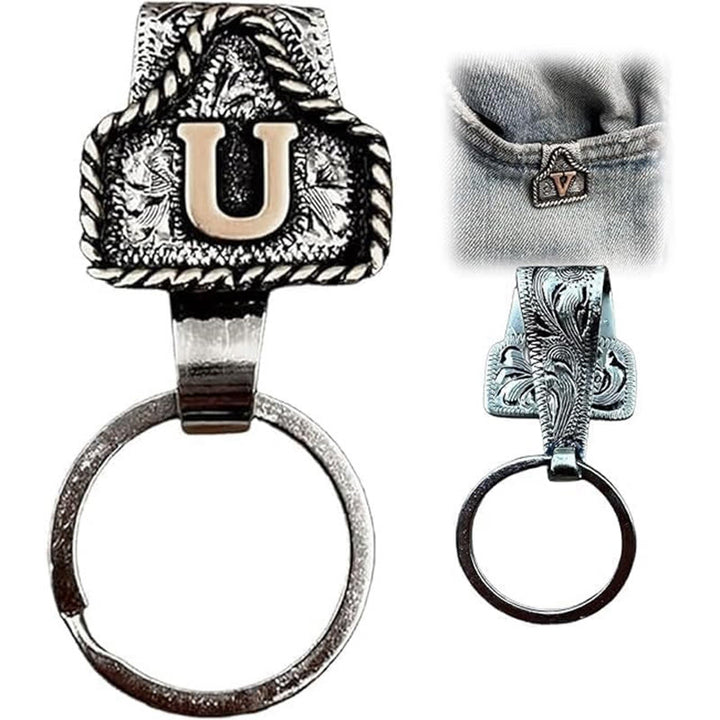 Llavero de metal con letras retro estilo vaquero occidental - U - image 22