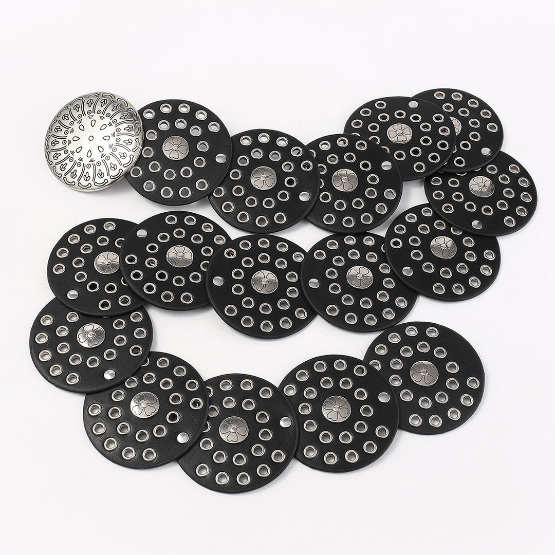 Cinturón de cuero para mujer con disco hueco de plata estilo occidental - image 5