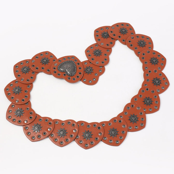 Cinturón de cuero para mujer con diseño de corazón de melocotón, estilo occidental y caramelo - image 4