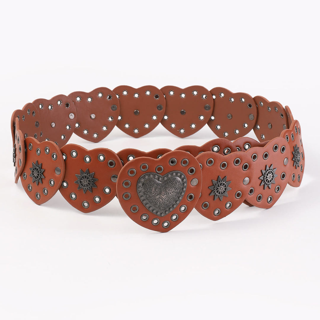 Cinturón de cuero para mujer con diseño de corazón de melocotón, estilo occidental y caramelo - image 3