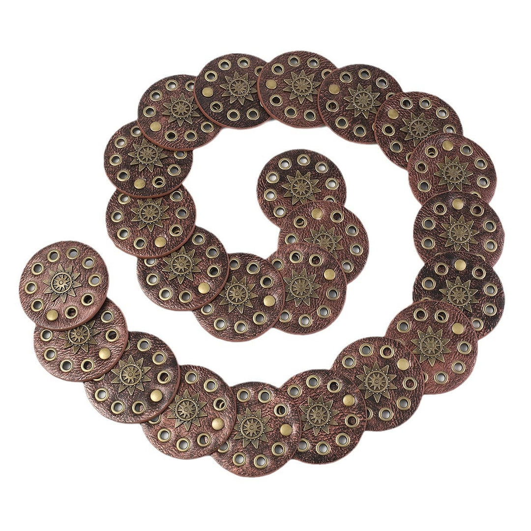 Cinturón de cuero circular hueco estilo retro urbano color café para mujer - image 4