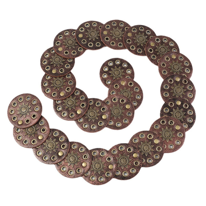 Cinturón de cuero circular hueco estilo retro urbano color café para mujer - image 4