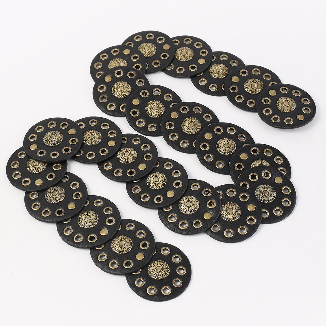 Cinturón de cuero negro circular retro hueco para mujer - image 4