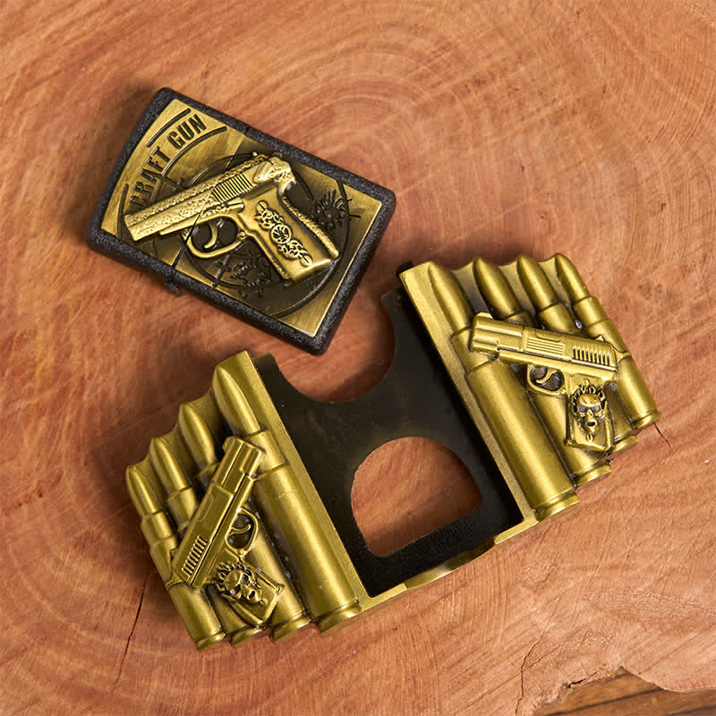 Cinturón de cuero con diseño de pistola y bala de bronce para hombre, con encendedor oculto, hecho a mano - image 5