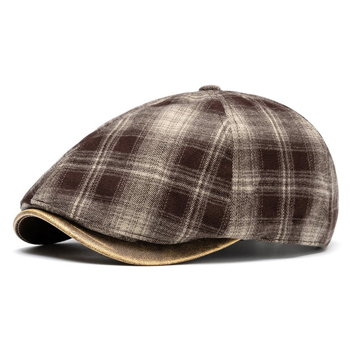 Boina a cuadros versátil, retro y artística para otoño e invierno - Café - Ajustable (22 1/2"-24") - image 1