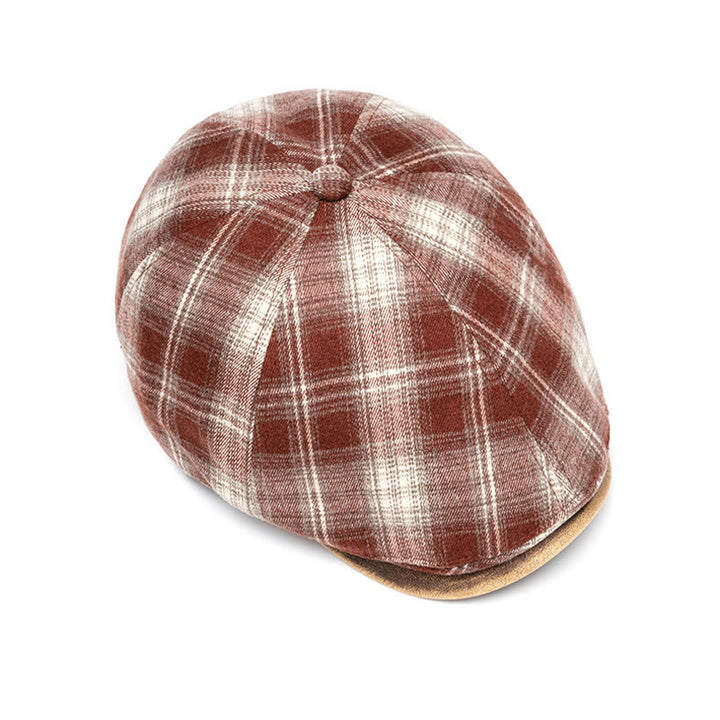 Boina a cuadros versátil, retro y artística para otoño e invierno - image 6