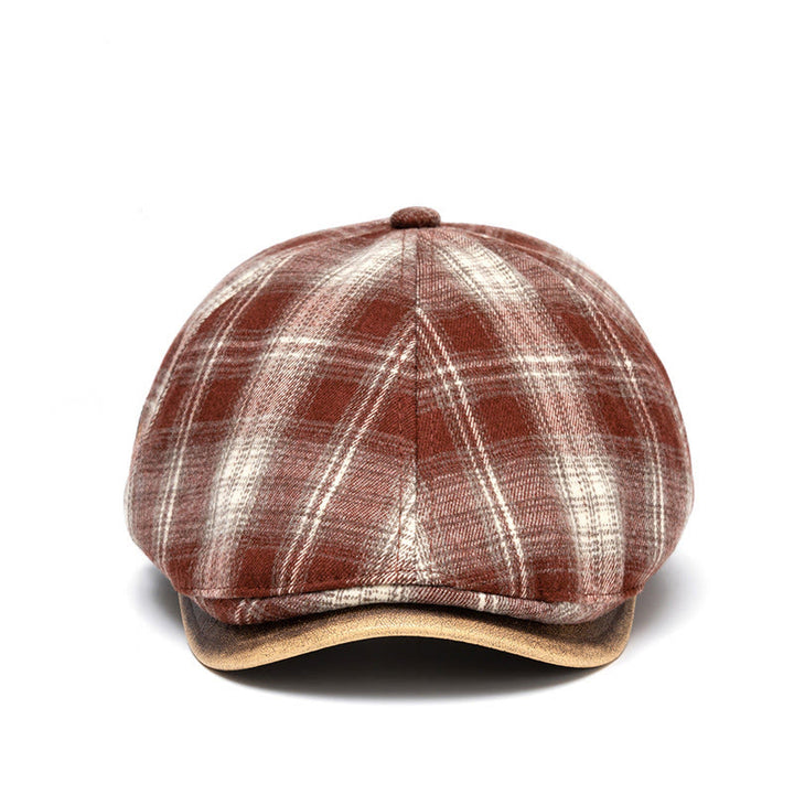 Boina a cuadros versátil, retro y artística para otoño e invierno - image 3