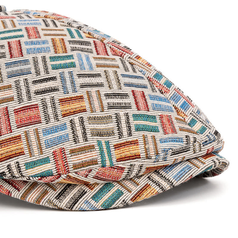 Boina artística de cuadros jacquard de colores retro - image 4