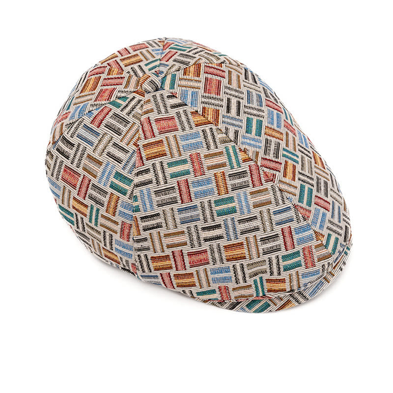 Boina artística de cuadros jacquard de colores retro - image 3