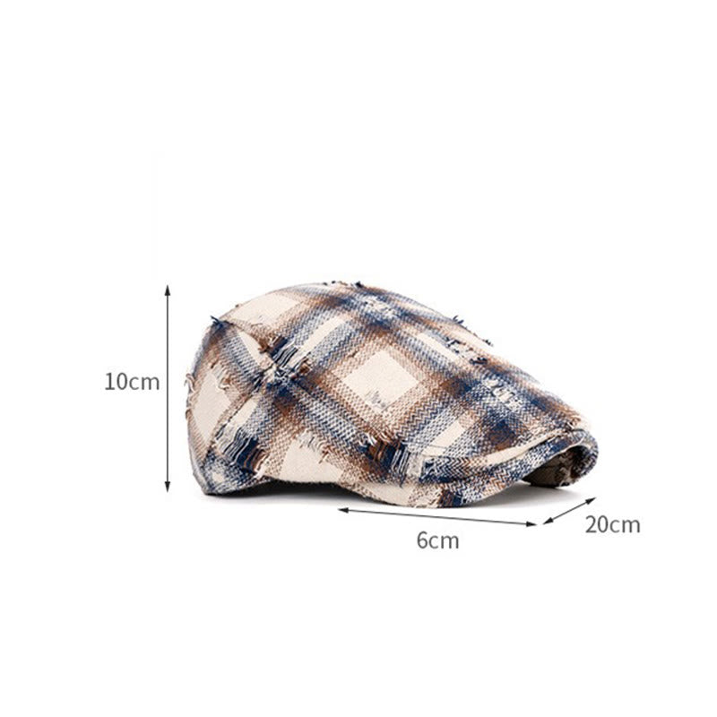 Boina a cuadros vintage con borde roto para otoño e invierno - image 9