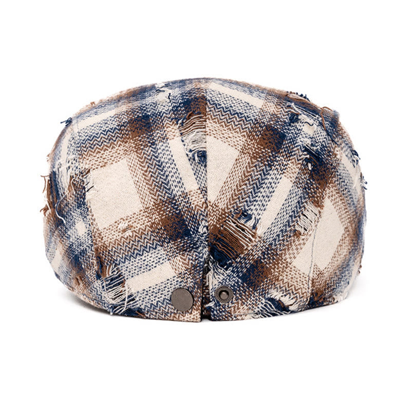 Boina a cuadros vintage con borde roto para otoño e invierno - image 6