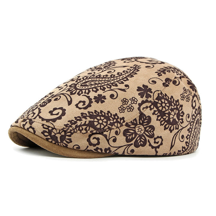 Boina con estampado de anacardos personalizado de estilo étnico - Caqui - Ajustable (21 5/8"-22 7/8") - image 1