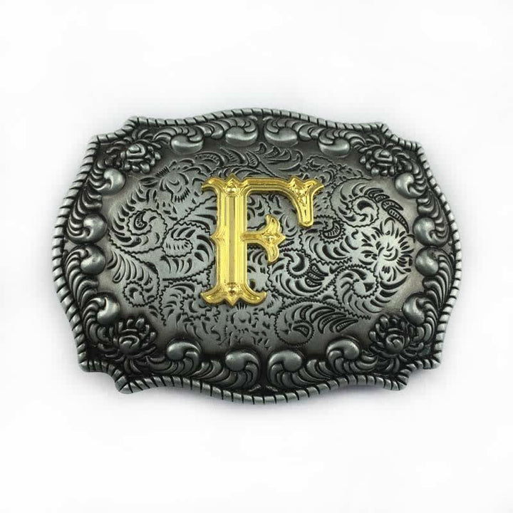 Cinturón de cuero con hebilla de letra inicial del alfabeto para hombre - F - Sin cinturón - image 9